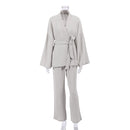 100% Baumwolle Damen Nachthemd Robe Pyjama Sets Flare Nachthemd Hosenanzüge Tropfenärmel Set Frau 2 Stück Bademantel für Frauen