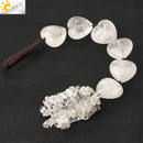 CSJA Herzform Naturstein Auto Hängende Chakra Chip Perle Heilung Kristall Handgefertigte Webart Glücksverzierung Fensterwanddekoration G541