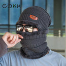 COKK Winter Beanie Mütze für Herren Strickmütze Wintermütze Beanie Damen Dicke Wolle Halsschal Mütze Balaclava Maske Mütze Mützen Gorras