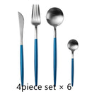 24 teile/satz Steakmesser Gabel Kaffeelöffel Teelöffel Goldbesteck Küche Geschirr Gehobenen Edelstahl Western Geschirr Set