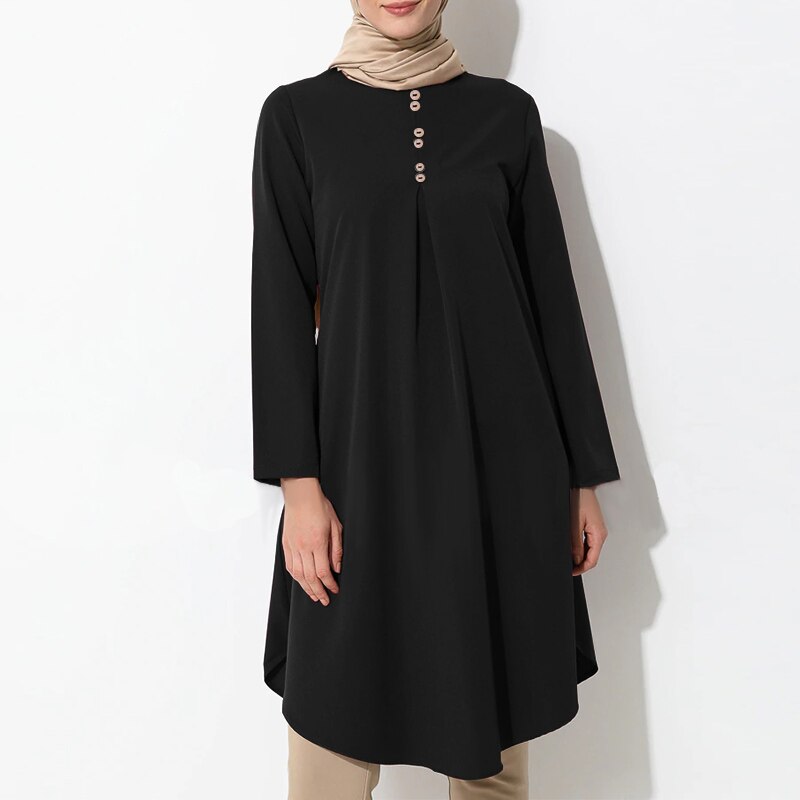 Damen Asymmetrische Bluse ZANZEA 2022 Vintage Muslimisches Langes Hemd Lässige Langarm Blusas Weibliche Knopf Tops Tunika