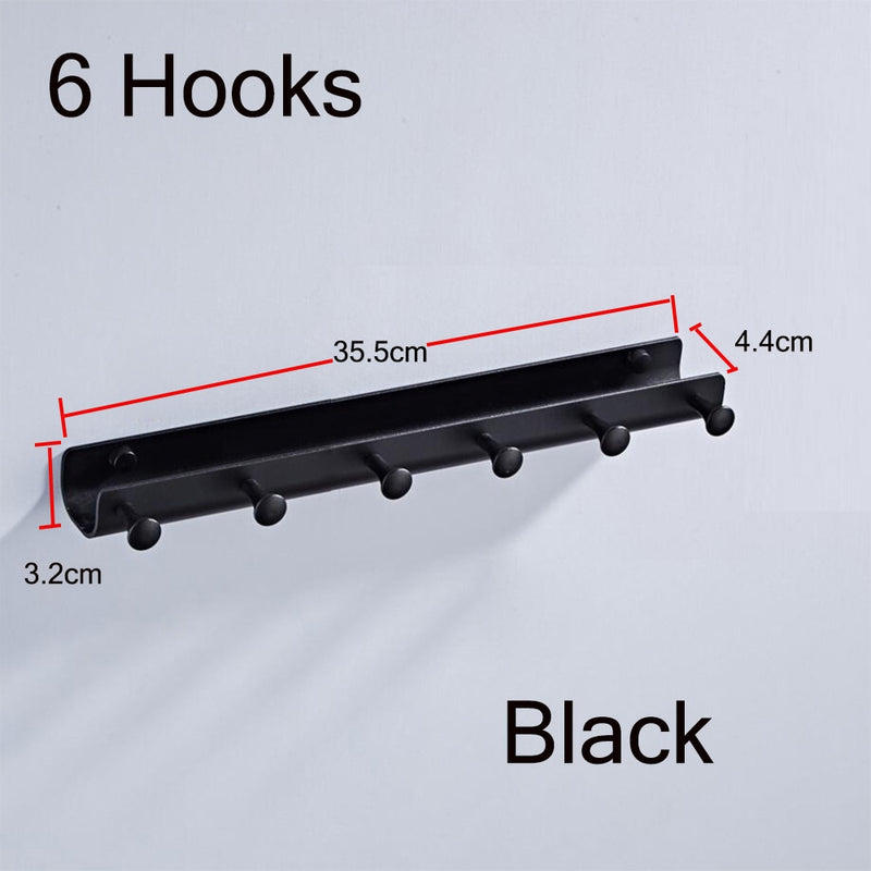 55CM Matte Black Double Towel Bars Bathroom Towel Hanger Space Aluminum Bathroom Accessories Towel Rack Towel Ring  Toilet Brush