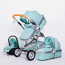 High Landscape Kinderwagen 3 in 1 mit Autositz Rosa Kinderwagen Luxus Reisekinderwagen Autositz und Kinderwagen Babytrage Kinderwagen