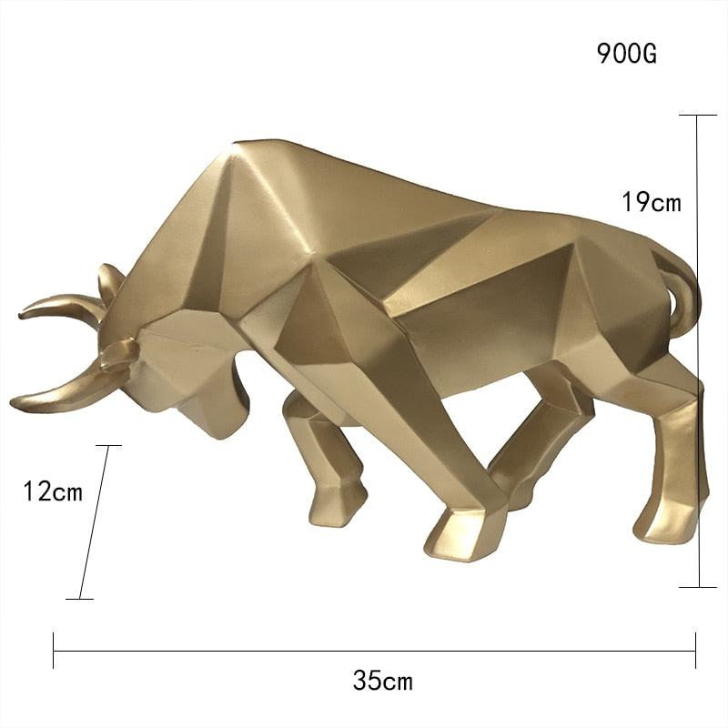 Vilead Abstract Bull Statue Geometric Cattle Sculpture Ornament Animal Figurines Morden Home Living Room Office Desktop Decor