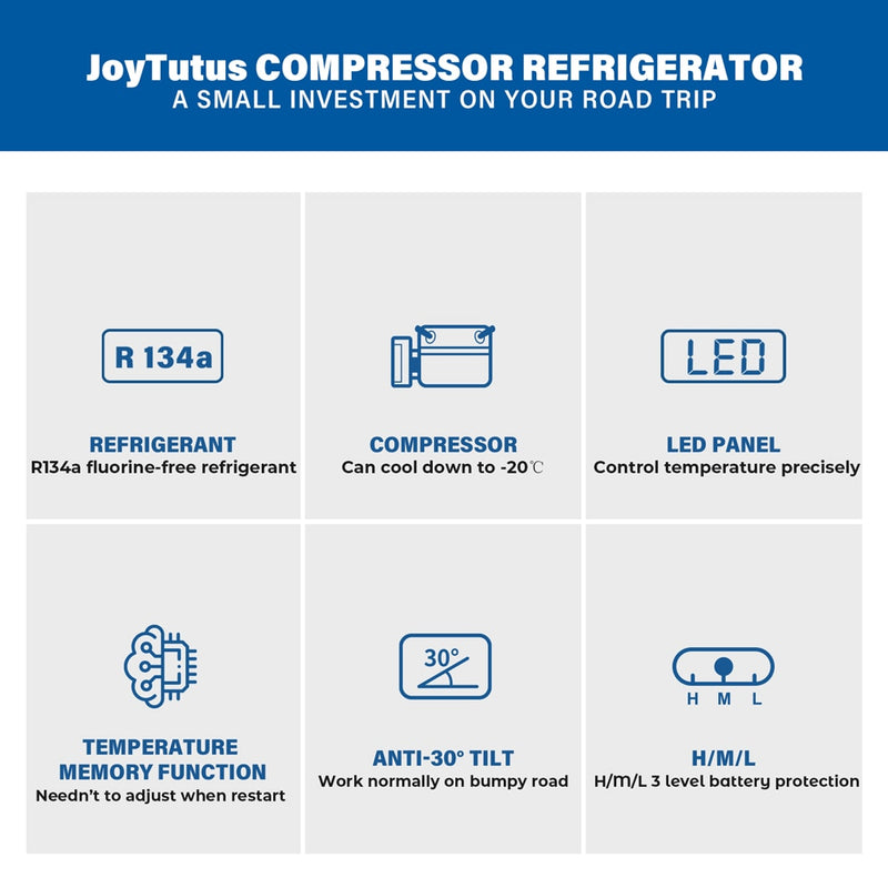 Joytutus 32/40/50L Car Fridge 12V Portable Compressor Cooler Mini Fridge Auto Freezer Caravan Truck  Home Camping Refrigerator