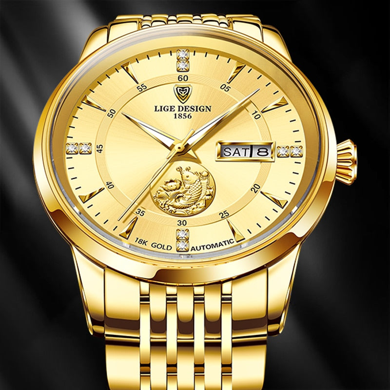 LIGE Männer Automatische Mechanische Uhren Luxusmarke Business Armbanduhr Wolfram Stahl Wasserdichte Männer Mode Uhr Reloj Hombre