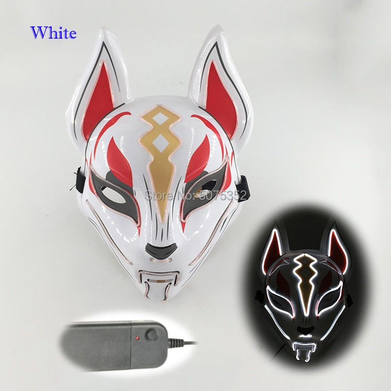 Máscara de zorro japonés con decoración de Anime Expro, máscara de Cosplay con luz Led de neón, máscara Led para fiesta de Halloween, baile, DJ, día de pago, accesorios para disfraces