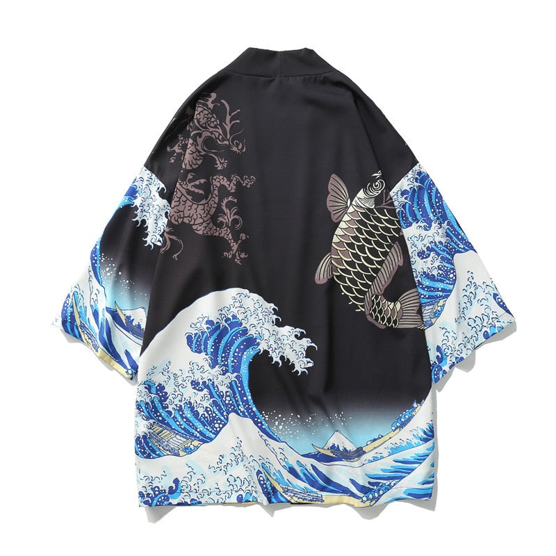 Bebovizi Japan Style Clothes Men Summer Streetwear Cat Print Kimono Cardigan Mandarin Robe Men Unisex Japanese Trend Kimonos