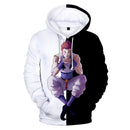 Die neuesten 3D Hisoka Hoodies Sweatshirts Männer Frauen Hoodie Mode Herbst 3D Comic Hisoka Jungen Mädchen Schwarz + Weiß Pullover