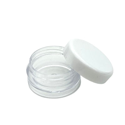 100pcs 2g/3g/5g/10g/15g/20g Empty Plastic Cosmetic Makeup Jar Pots Transparent Sample Bottles Eyeshadow Cream Lip Balm Container
