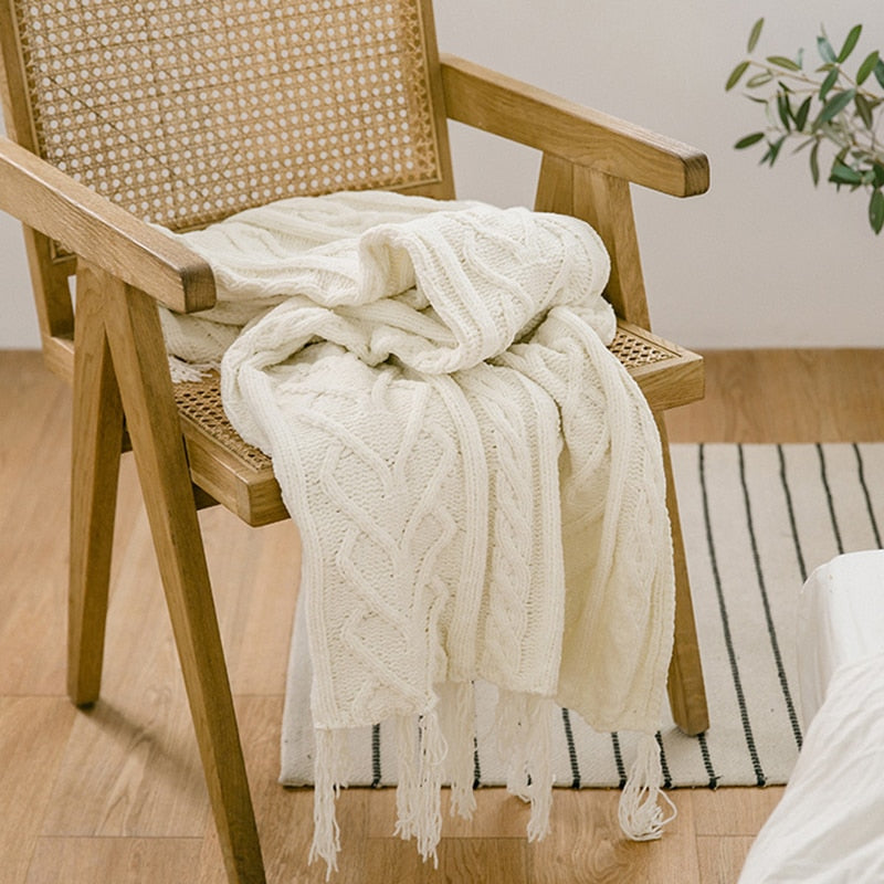 Marca REGINA, mantas tejidas de chenilla, estilo escandinavo, diseño de flecos torcidos con corazón de amor, manta gruesa suave y cálida para sofá cama