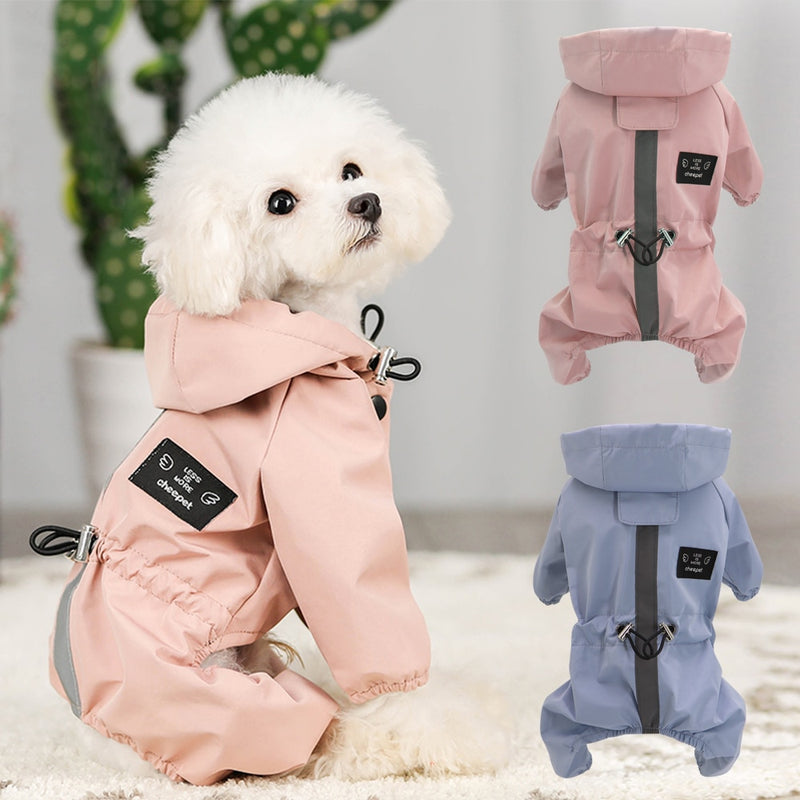 Reflective Dog Raincoat Waterproof Dog Clothes Jacket Puppy Chihuahua Jumpsuit Costume Small Medium Dogs Rain Coat Hooded Jacket