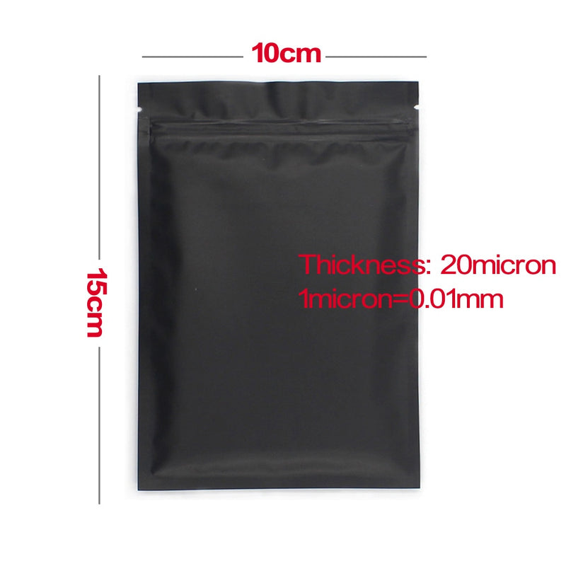 50pcs Matte Black White Heat Sealable Plastic Flat Mouth Ziplock Packaging Bag Smell Proof Aluminum Foil Mylar Ziplock Bags