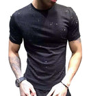 Camiseta de taladro caliente Estilo europeo Primavera y verano Camiseta de manga corta para hombre de calidad superior para hombre Industria pesada