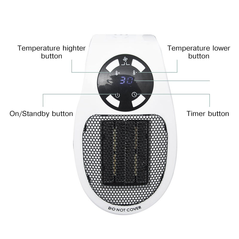 Tragbare elektrische Heizung für Zuhause, Zimmer, Handwärmer, Kamin, Plug-in, Wandheizung, Herd, Badezimmer, Heizkörper, Fernbedienung, 500 W