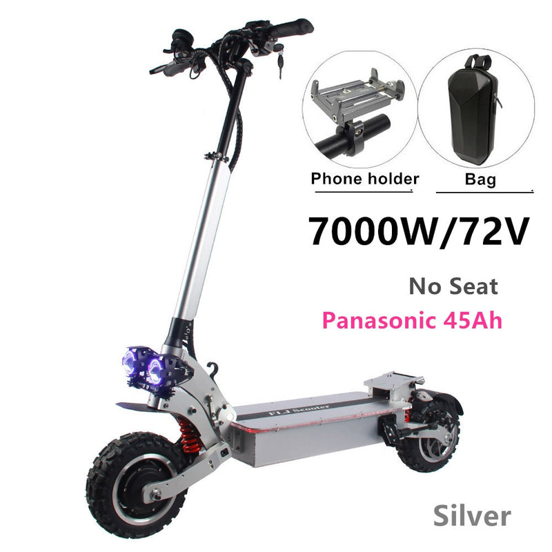 FLJ 72V 7000W Scooter eléctrico con motores duales Acrílico led pedal Velocidad máxima E Bike Scooter electrico