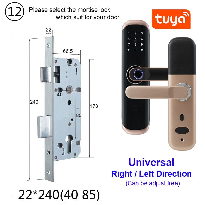 RAYKUBE Tuya Fingerprint Door Lock Smart Card / Digital Code / Keyless Electronic Home Office Security Mortise Lockey X3