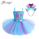 Kinder Mädchen Meerjungfrau Prinzessin Kleid Ärmelloses Mesh Tutu 3D Blume Haarband Set Kinder Halloween Thema Party Cosplay Kostüm