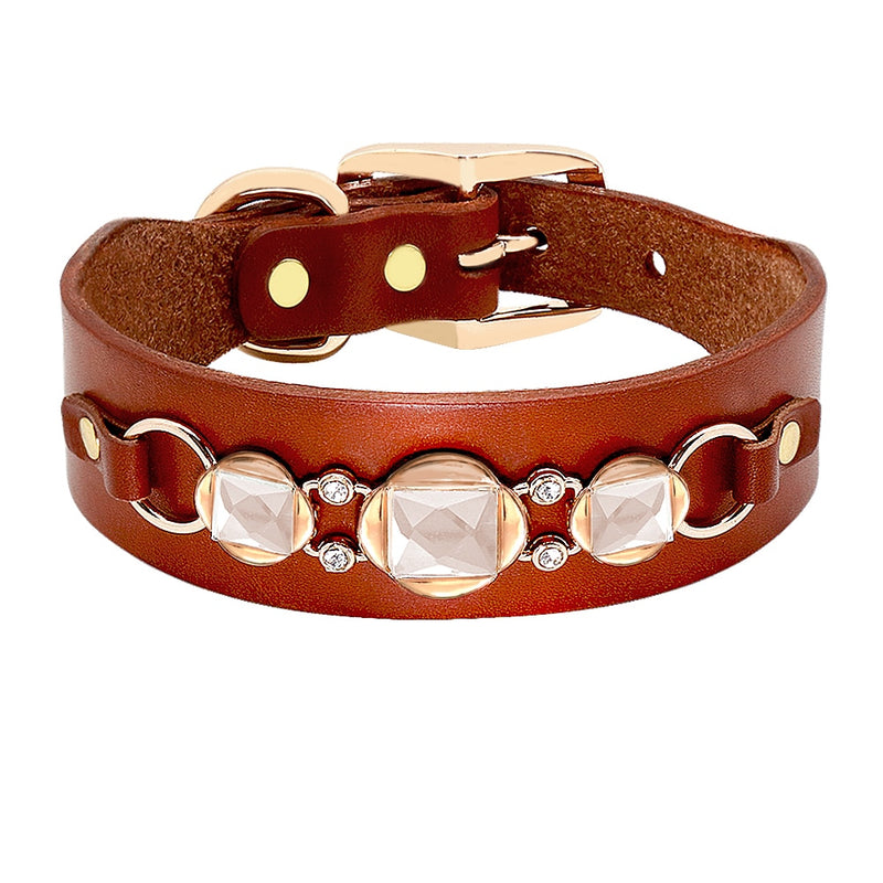 Leather Dog Collar Durable Real Leather Dogs Collars Bling Rhinestone Cool Metal Dog Accessories for Small Medium Dogs