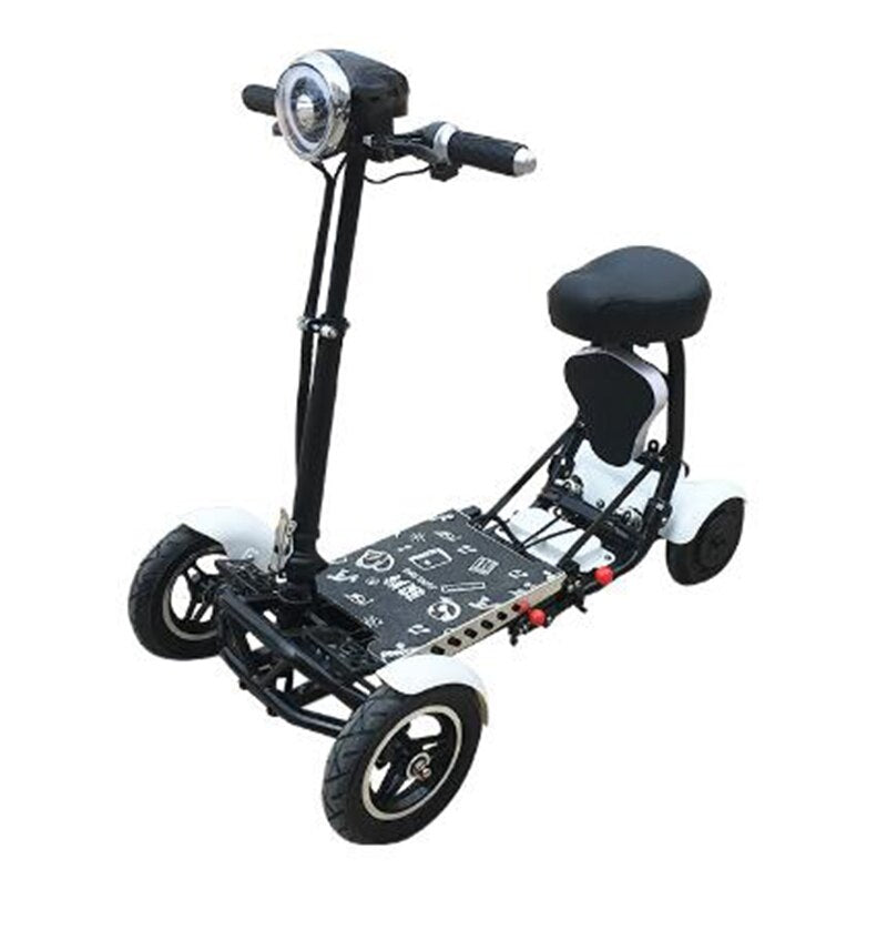 Venta al por mayor, mejora el transformador de viaje perfecto, scooter de movilidad plegable de 4 ruedas, nuevo mini scooter eléctrico plegable portátil para adultos