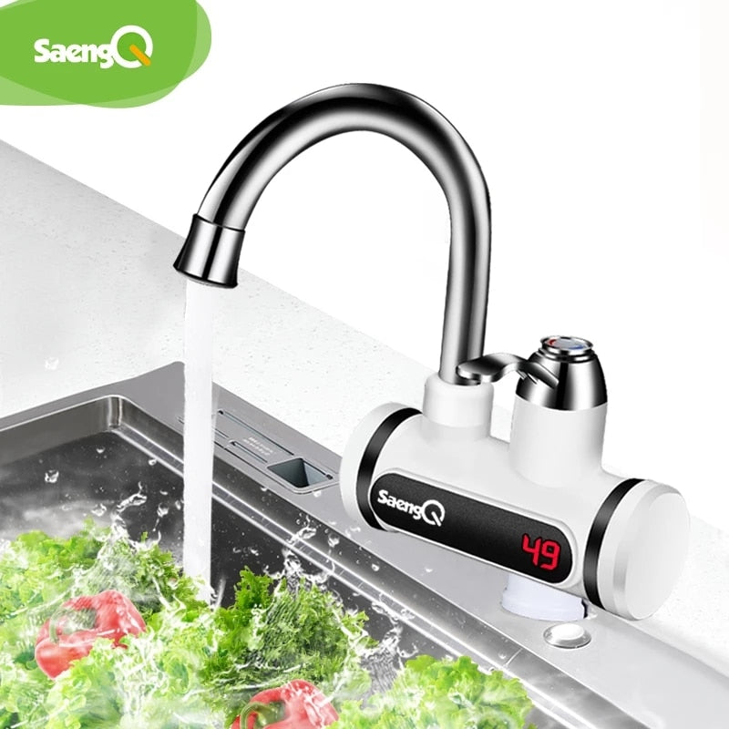 saengQ Elektrischer Wasserhahn Warmwasserbereiter Temperaturanzeige Sofortige Warmwasserbereiter Küche Durchlauferhitzer
