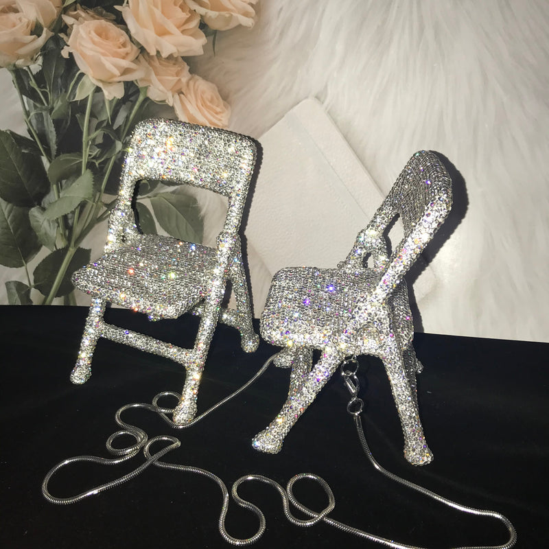 Bling Mini Chair Super süßer handgefertigter Strass Messenger Klappstuhl für persönliche Dekoration Schreibtischdekoration Wohnaccessoires