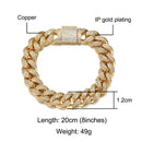 Hip Hop Heavy Iced Out 12MM Big Box Buckle Cuban Chain Kupfer AAA + Zirkonia Stones Armband für Männer Rapper Schmuck