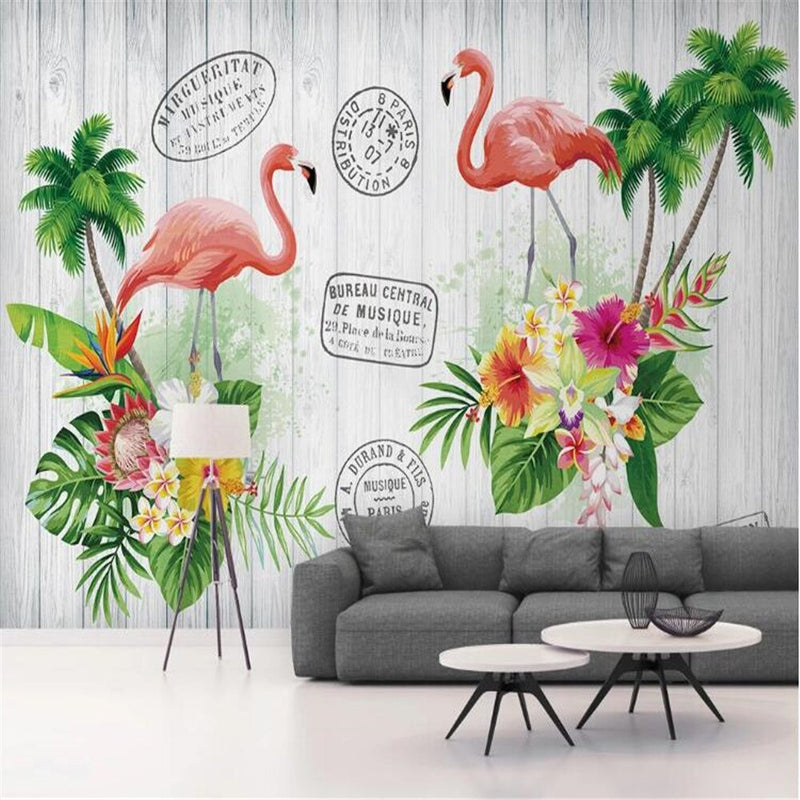 milofi factory custom wallpaper mural 3D Nordic couple flamingo children&