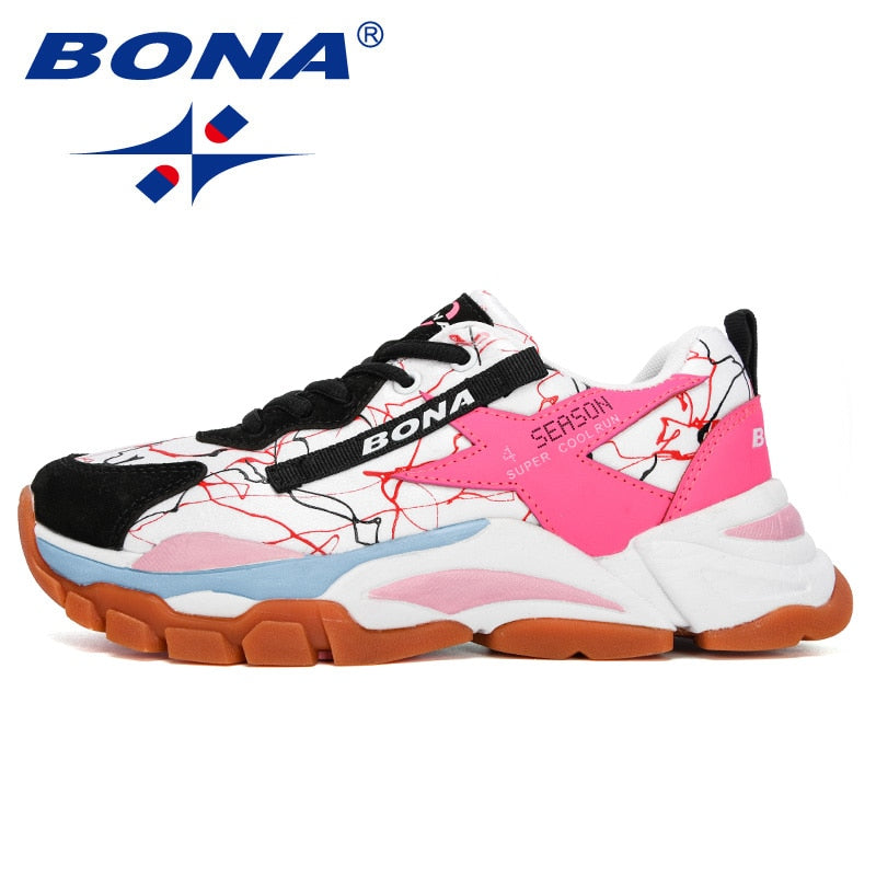 BONA 2020 New Designers Mesh Breathable Running Shoes Women Outdoor Walking Shoes Woman Fashion Sneakers Ladies Jogging Footwear