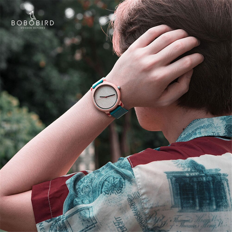 Reloj BOBO BIRD para hombre, precio de promoción, reloj de pareja de madera, reloj de pulsera de cuarzo, reloj de madera hecho a mano como regalo, reloj masculino