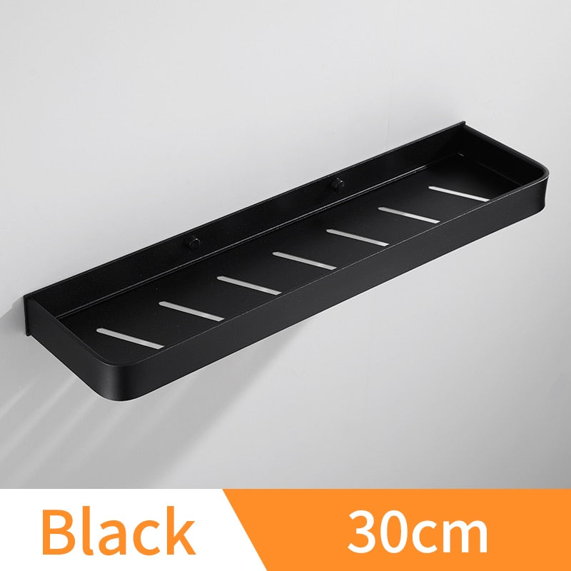 Bathroom Shelf Black with Towel Bar Space Aluminum Bathroom Shelves Shampoo Holder Shower Caddy Rack Corner Kitchen Storage Rack