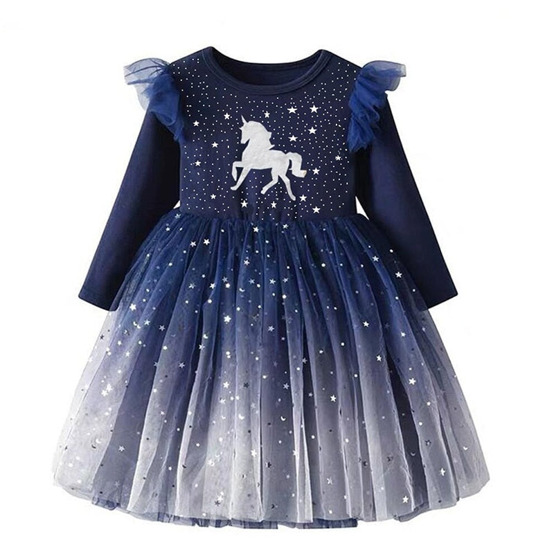 VIKITA, vestido de fiesta para niños, vestidos con lentejuelas para niñas, vestido de estrella para niñas, vestidos casuales para niños pequeños, disfraces de otoño para niños