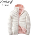 NewBang 6XL 7XL Wendbarer Daunenmantel Damen Ultraleichte Daunenjacke Federjacke Damen Reisen Doppelseitig Jacken Plus