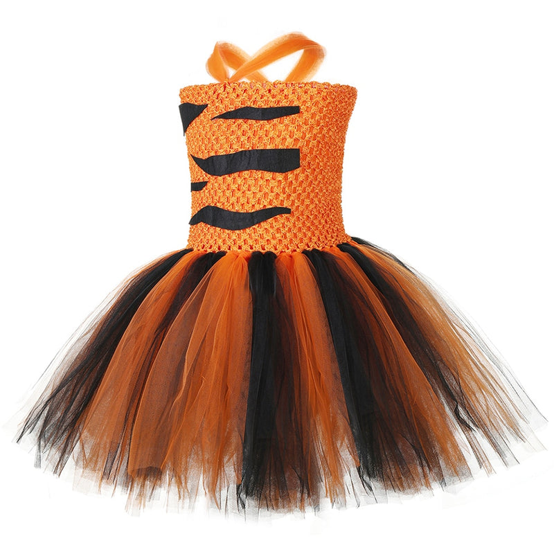 Tiger Mädchen Tutu Kleid Outfit Zoo Tier Kleinkind Baby Mädchen Fancy Performance Geburtstagsfeier Kleider Kinder Halloween Kostüme Set