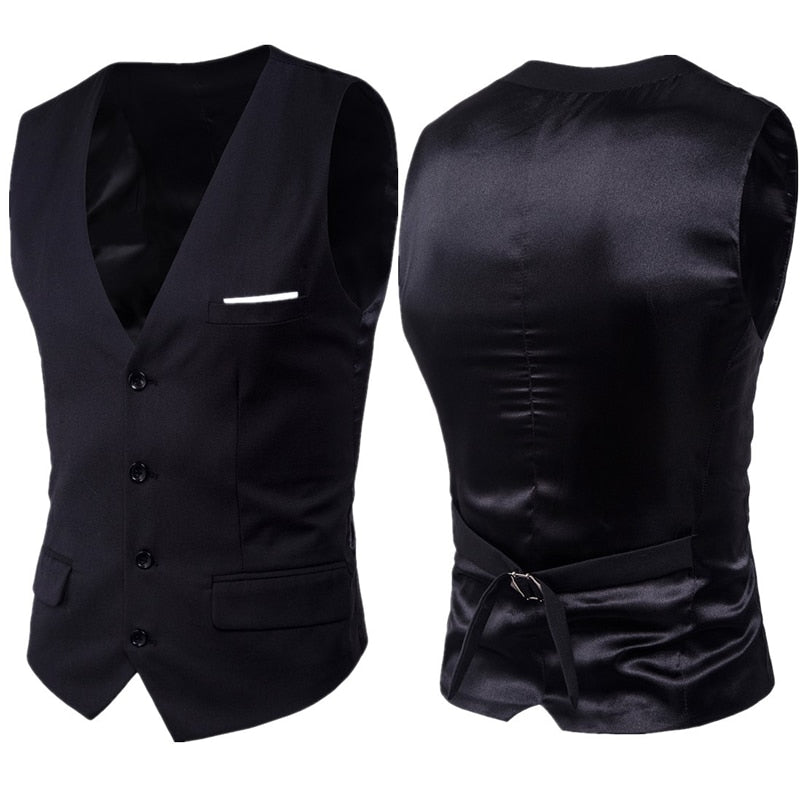 Schwarzer Anzug Weste Herren 2020 Brand New Slim Fit V-Ausschnitt Kleid Westen Herren Formelle Business Hochzeit Smoking Chaleco Hombre 6XL