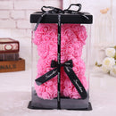 25*16 Cm Diy Teddy Rose Bear with Box Artificial PE Flower Valentine&