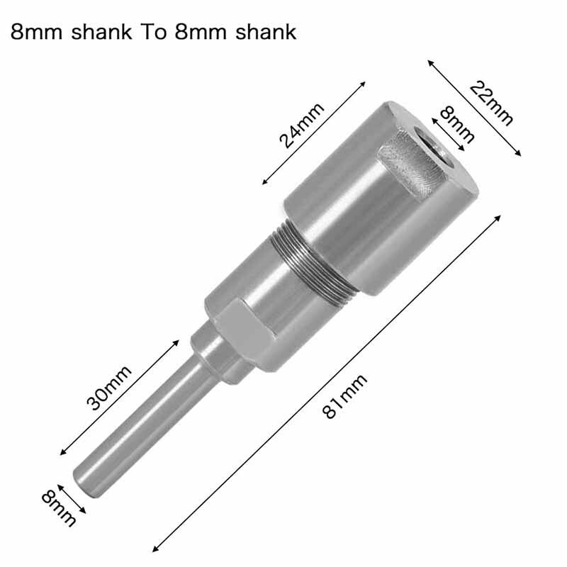 1/4 "8mm 12mm 1/2" Shank Router Bit Extension Rod Converter Collet Engraving Machine Accessories For Wood Milling Cutter