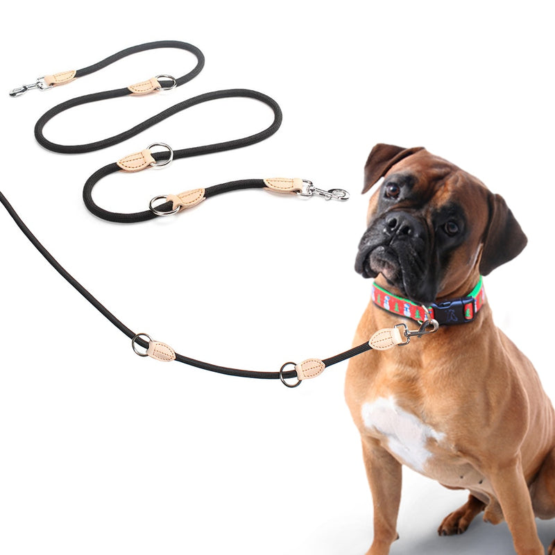 Multifunktions-Doppelleine P-Kettenhalsband Zwei Hundeleinen Nylon Verstellbare lange Hundetrainingsleinen Gebundenes Hundeseil Heimtierbedarf