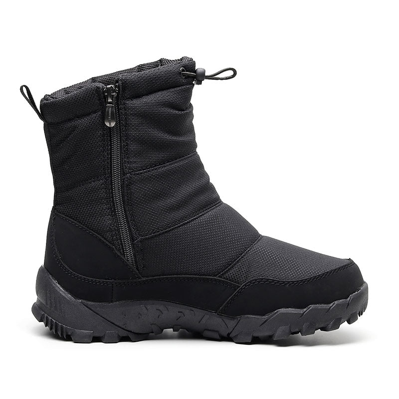 Botas de nieve para hombre, zapatos de senderismo, botas impermeables de invierno con piel, zapatos de invierno antideslizantes para exteriores, botas para hombre, plataforma gruesa de felpa cálida
