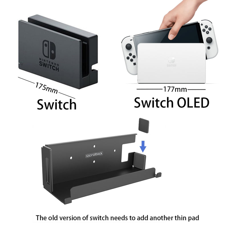 Monzlteck Wall Mount For  Nintend-o Switch(Compatible with OLED Version),Near or Behind TV,Space Saving