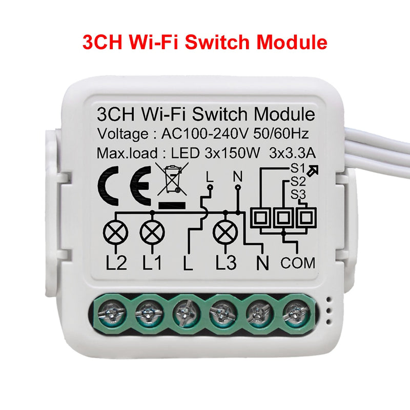 Tuya Wifi Smart Light Switch Module Supports 2 Way Control, App Remote Control DIY Breaker 100-240V, Work with Alexa Google Home