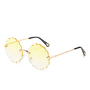 Brand Fashion Oversized Round Sunglasses Women Flower Design Trendy Rimless Sun Glasses Shades for Women Driving Eyewear UV400