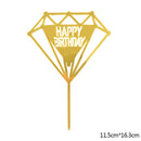 Happy Birthday Cake Topper Acryl Gold Silber Cake Flag Cupcake Topper für Jungen Mädchen Geburtstagsfeier Dekorationen Hochzeit Zubehör