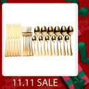 Tablewellware Geschirr Schwarzes Besteck-Set 24-teiliges Edelstahl-Besteckkasten-Gabel-Messer-Löffel-Geschirr-Set Küchenlöffel-Set