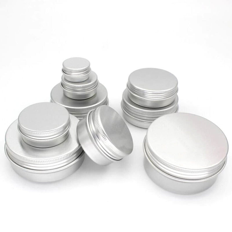 100PCS 5g 10g 15g 20g 30g 40g 50g 60g Aluminum Tin Jars Metal 50ml Empty Cosmetic Face Care Eye Cream Lip Balm Gloss Packaging
