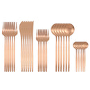 30Pcs Matte Black Gold Stainless Steel Cutlery Set Knife Fork Spoon Silverware Tableware Set Wedding Birthday Dinner Dinnerware