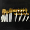 30-teiliges Besteckset aus glänzendem Gold, Edelstahl, Geschirrset, Messer, Dessertgabel, Löffel, Abendessen, Besteckset, Küchengeschirr-Set
