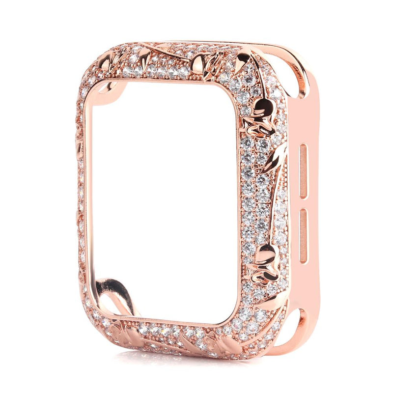 Armor Copper Protective Case for Apple Watch 7 Series 6 SE 5 4 3 Carved Diamond Cover Bumper for Iwatch 41mm 45mm 40mm 44mm 42mm