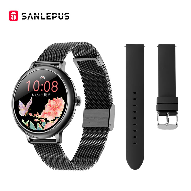 2022 SANLEPUS, reloj inteligente elegante para mujer, reloj de pulsera resistente al agua de lujo, reloj inteligente informal de acero inoxidable para chicas para Android iOS