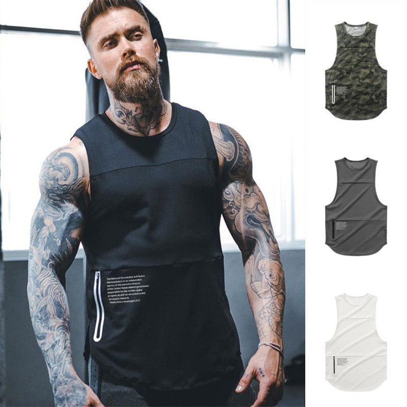 Chaleco sin mangas con cremallera para hombre, ropa interior transpirable de secado rápido para hombre, ropa interior para culturismo, camisetas sin mangas para Fitness